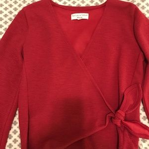 Madewell - red wrap long sleeve shirt